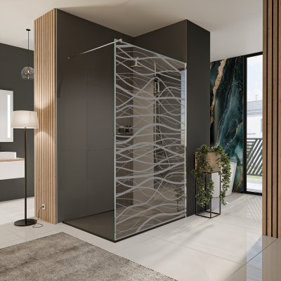 Glastrennwand Dusche mit Farbdruck FRAME FLORA 2