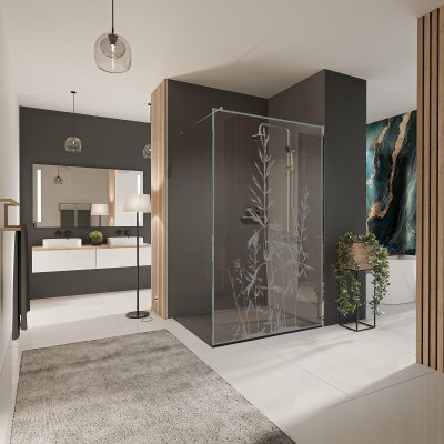 Glastrennwand Dusche mit Farbdruck FRAME GRÄSER
