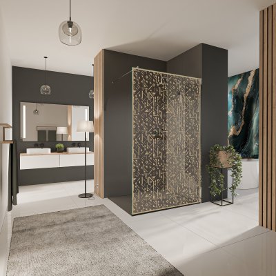 Glastrennwand Dusche mit Farbdruck FRAME MEMPHIS 1