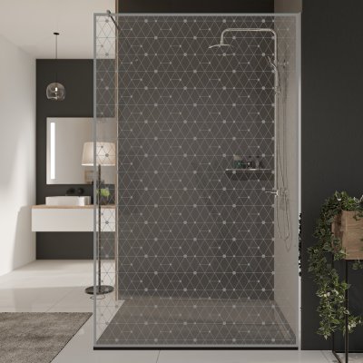 Glastrennwand Dusche mit Farbdruck FRAME TRIANGEL