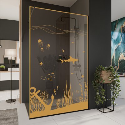 Glastrennwand Dusche mit Farbdruck FRAME UNDERWATER