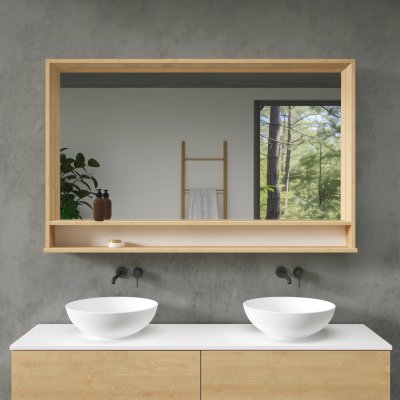 Spiegel mit Holzrahmen und Fach - Madera 9