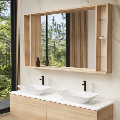 Spiegel mit Holzrahmen und Regal - Madera 5