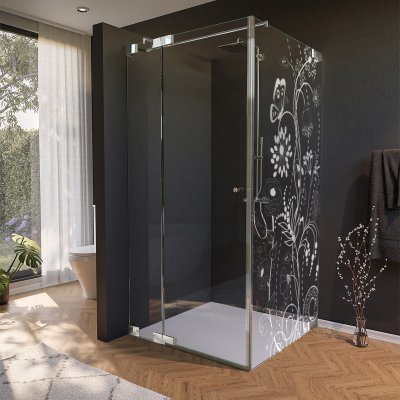 Glas Duschkabine Tür seitlich mit Motiv BLUMEN 1/210