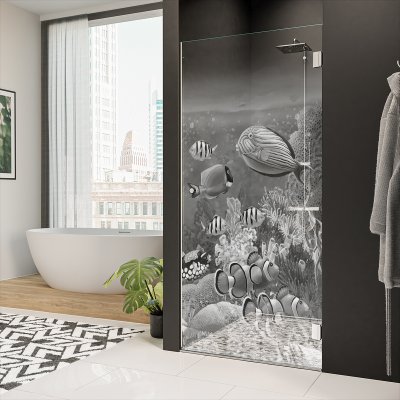 Duschtür Glas mit Motiv FISCHE 3/101