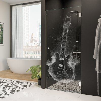 Duschtür Glas mit Motiv GITARRE 101