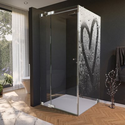 Glas Duschkabine Tür seitlich mit Motiv HERZ 210