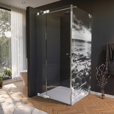 Glas Duschkabine Tür seitlich mit Motiv MEER 1/210