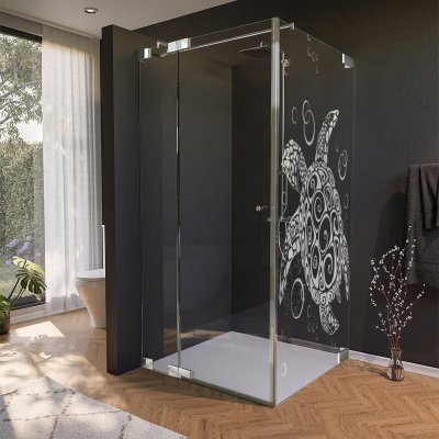 Glas Duschkabine Tür seitlich mit Motiv SCHILDKRÖTE 210