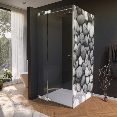 Glas Duschkabine Tür seitlich mit Motiv STEINE 210