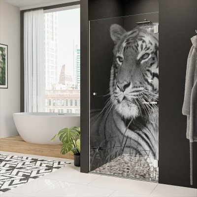 Echtglas Duschtür mit Motiv TIGER 101