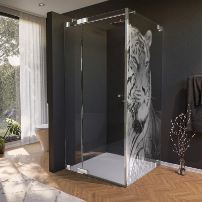 Glas Duschkabine Tür seitlich mit Motiv TIGER 210