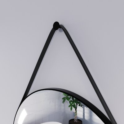 Runder LED Spiegel mit Riemen schwarz BIANCA 2R