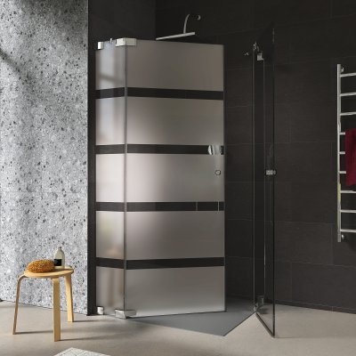Glas Duschkabine mit Streifen Eckeinstieg AREA 3/209