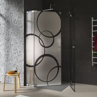 Glas Duschkabine mit Streifen Eckeinstieg CERCO 3/209