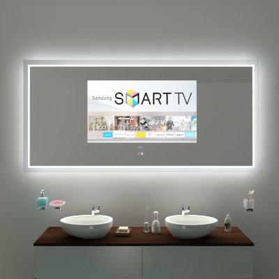 Spiegel mit TV und Glas-Rahmen - AURORA 2