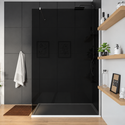 Duschwand nach Maß 8 mm ESG Planibel® Dark Grey (T)
