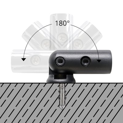 Wandanschluss schwarz 180° verstellbar für Ø 12 mm Stabistange geeignet
