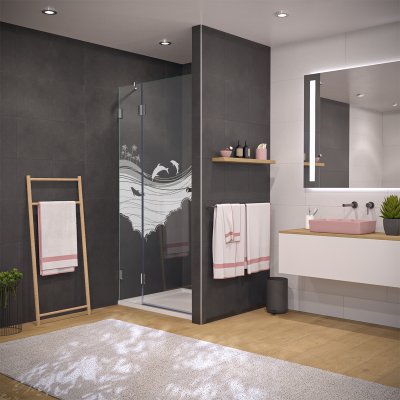 Design Duschtür nach Maß aus Glas MEER 2/104