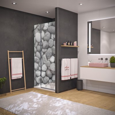 Design Duschtür nach Maß aus Glas STEINE 104