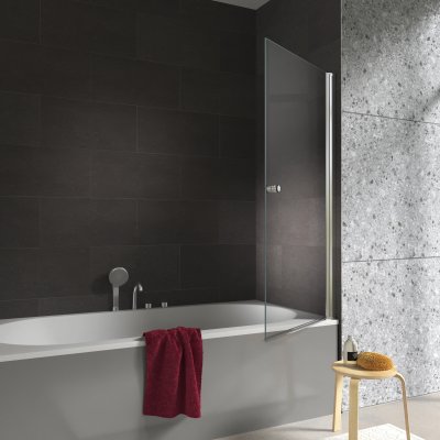 Badewannen Trennwand nach Maß aus Glas mit Drehtür - Perla (rechts)