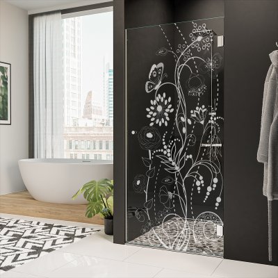 Dusche Glastür nach Maß mit Motiv BLUMEN 1/101