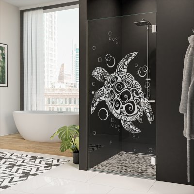 Dusche Glastür nach Maß mit Motiv SCHILDKRÖTE 101