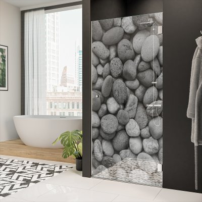 Dusche Glastür nach Maß mit Motiv STEINE 101