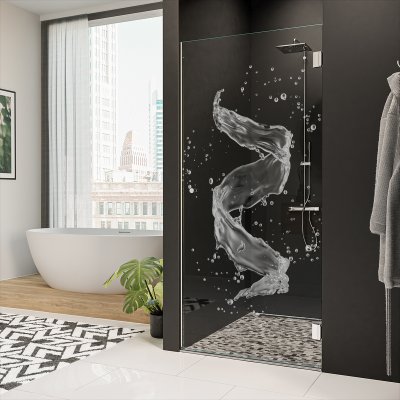 Dusche Nischentür nach Maß mit Motiv WASSER 3/101