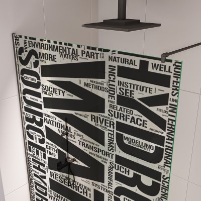 Glastrennwand Dusche mit schwarzem Druck FRAME WATER