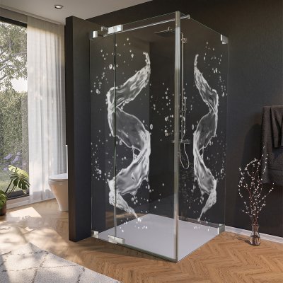 Glas Duschkabine Tür seitlich mit Dekor WASSER 3/210