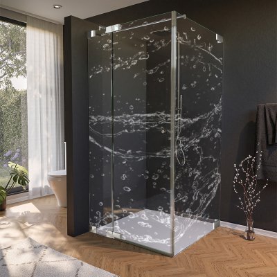 Glas Duschkabine Tür seitlich mit Dekor WASSER 4/210