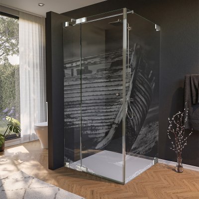Glas Duschkabine Tür seitlich mit Motiv BOOT 1/210