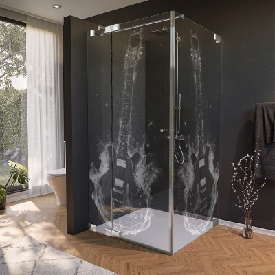 Glas Duschkabine Tür seitlich mit Motiv GITARRE 210
