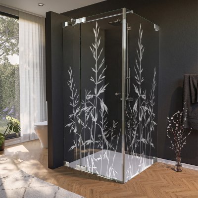 Glas Duschkabine Tür seitlich mit Motiv GRÄSER 210