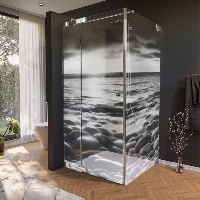 Glas Duschkabine Tür seitlich mit Motiv MEER 1/210