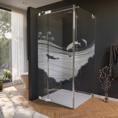 Glas Duschkabine Tür seitlich mit Motiv MEER 2/210