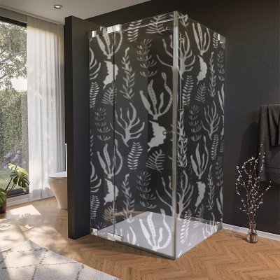 Glas Duschkabine Tür seitlich mit Motiv SEEGRAS 210