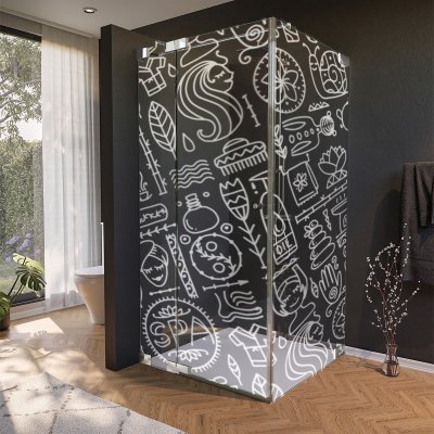 Glas Duschkabine Tür seitlich mit Motiv SPA 1/210