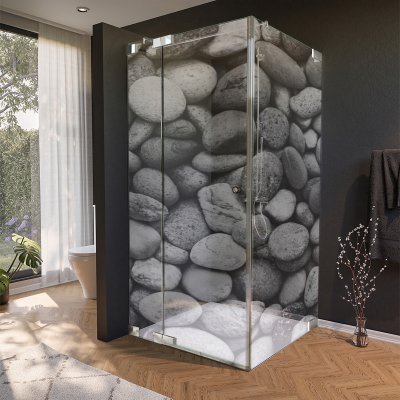 Glas Duschkabine Tür seitlich mit Motiv STEINE 210